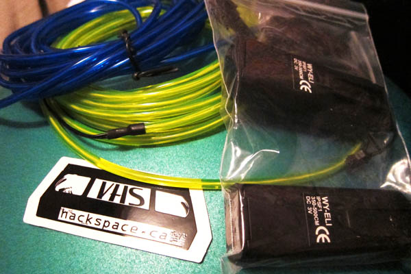 EL wire supplies from the Vancouver Hackspace